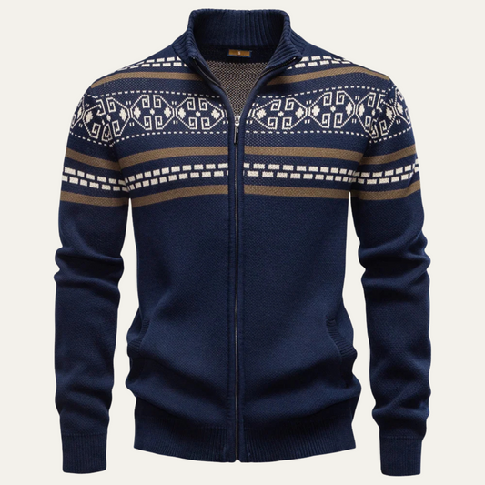 VogeLuxe | Men’s Full-Zip Cardigan with Fair Isle Patterns 0