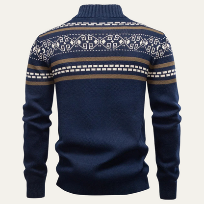 VogeLuxe | Men’s Full-Zip Cardigan with Fair Isle Patterns 2