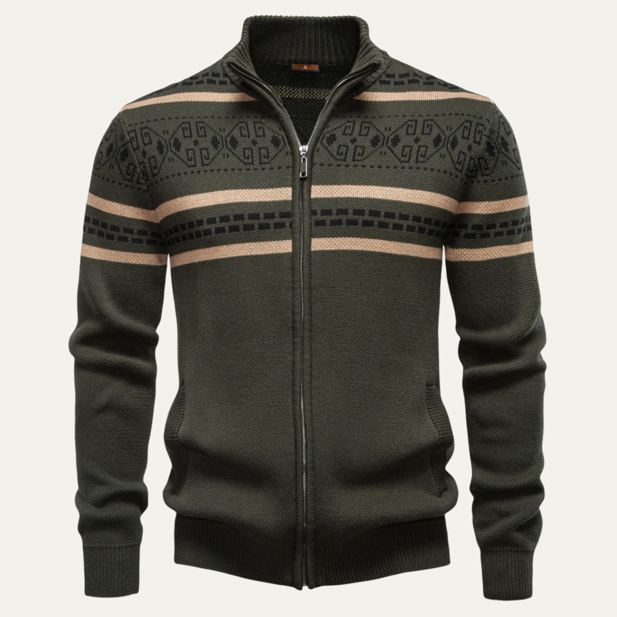 VogeLuxe | Men’s Full-Zip Cardigan with Fair Isle Patterns 6