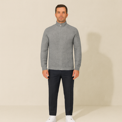 VogeLuxe | Men’s Full-Zip Cardigan with Stand-Up Collar 8