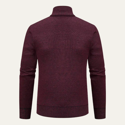 VogeLuxe | Men’s Full-Zip Diamond Knit Sweater Jacket 4