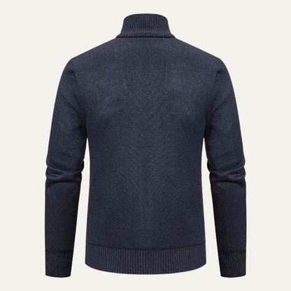 VogeLuxe | Men’s Full-Zip Diamond Knit Sweater Jacket 8