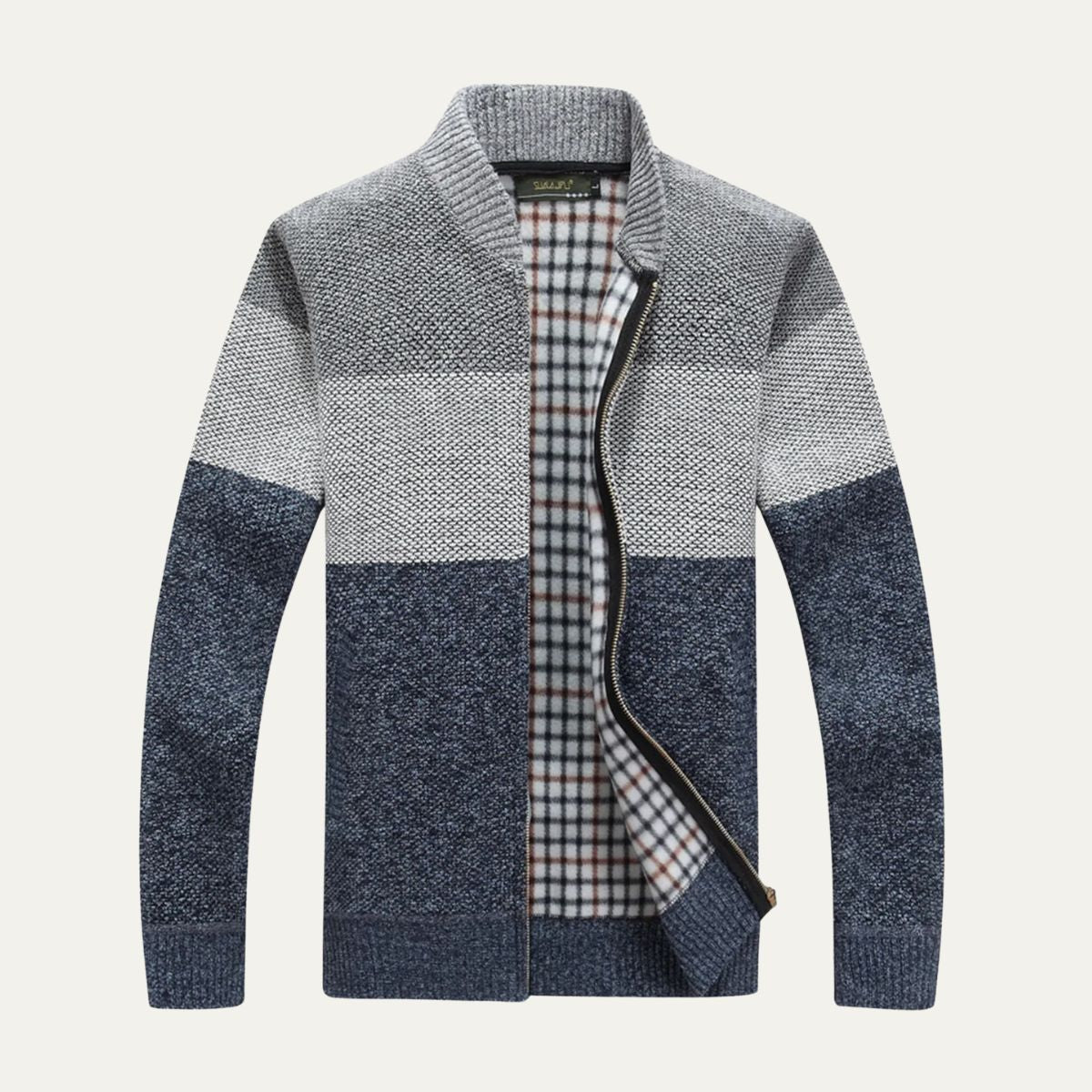 VogeLuxe | Men’s Full Zip Color Block Cardigan 0