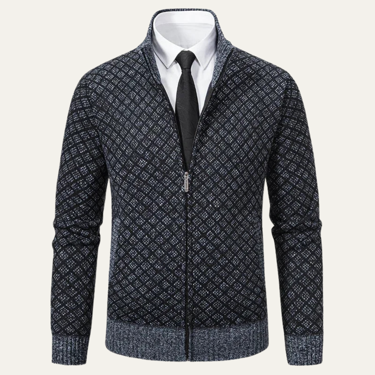 VogeLuxe | Men’s Geometric Knit Cardigan 1