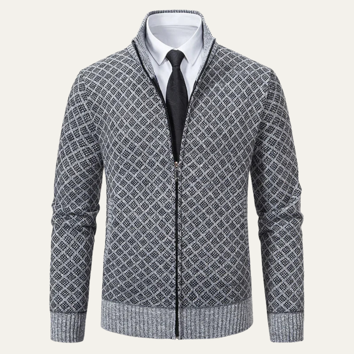VogeLuxe | Men’s Geometric Knit Cardigan 2