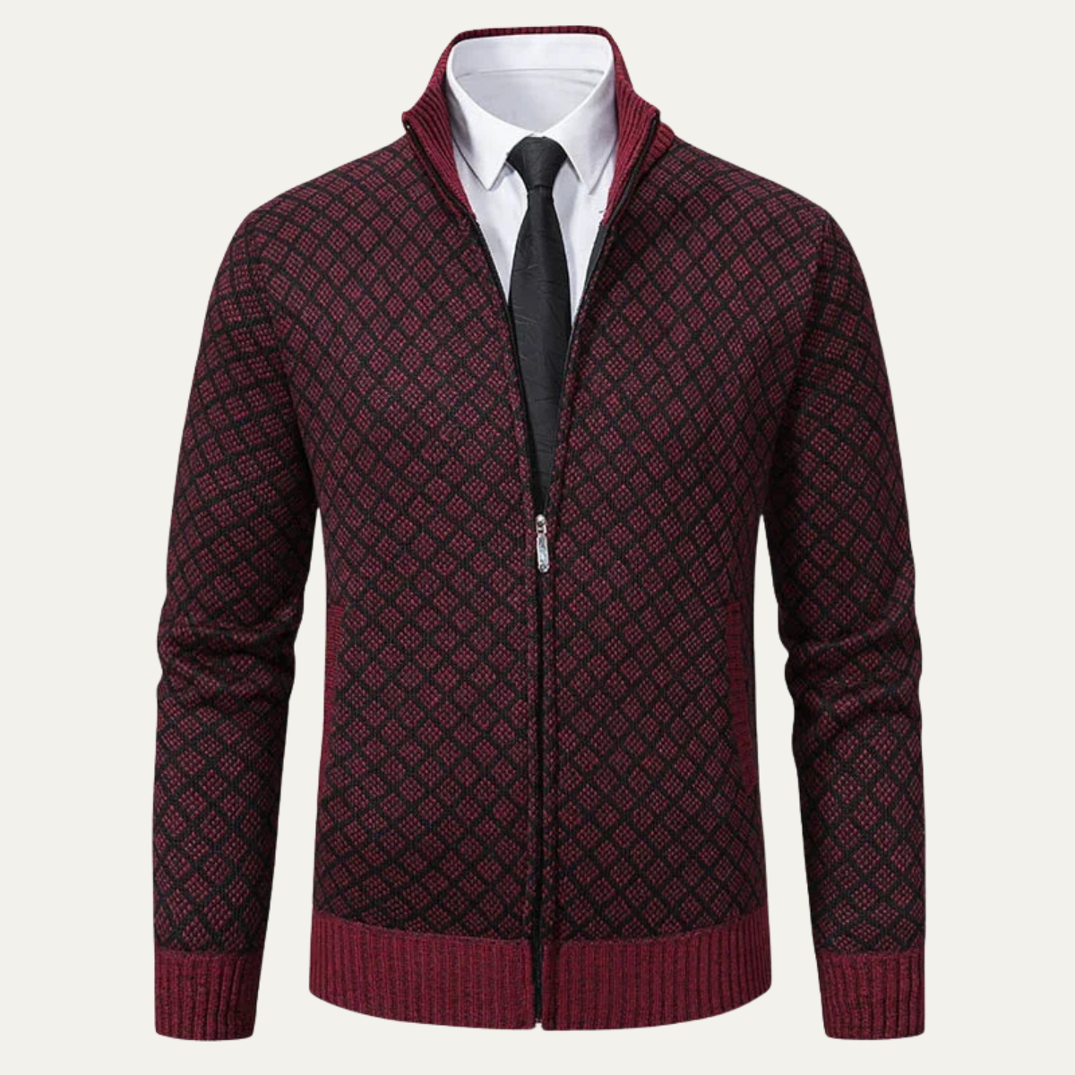 VogeLuxe | Men’s Geometric Knit Cardigan 4