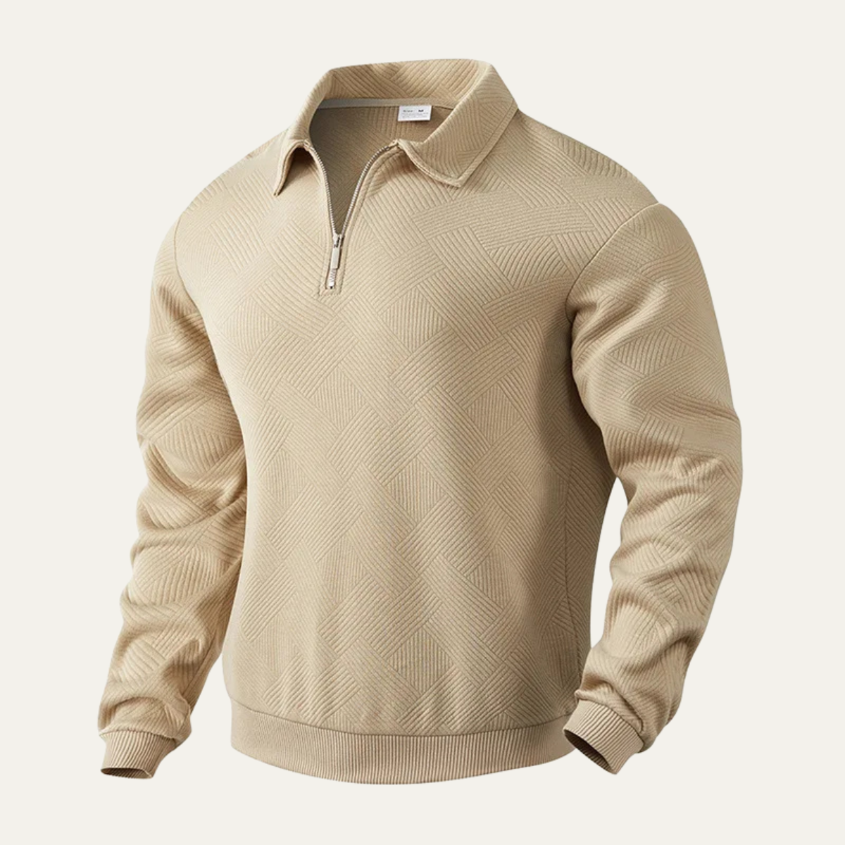 VogeLuxe | Men’s Geometric Knit Quarter Zip Sweater 1