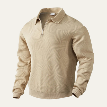 VogeLuxe | Men’s Geometric Knit Quarter Zip Sweater 1