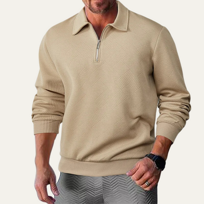 VogeLuxe | Men’s Geometric Knit Quarter Zip Sweater 2
