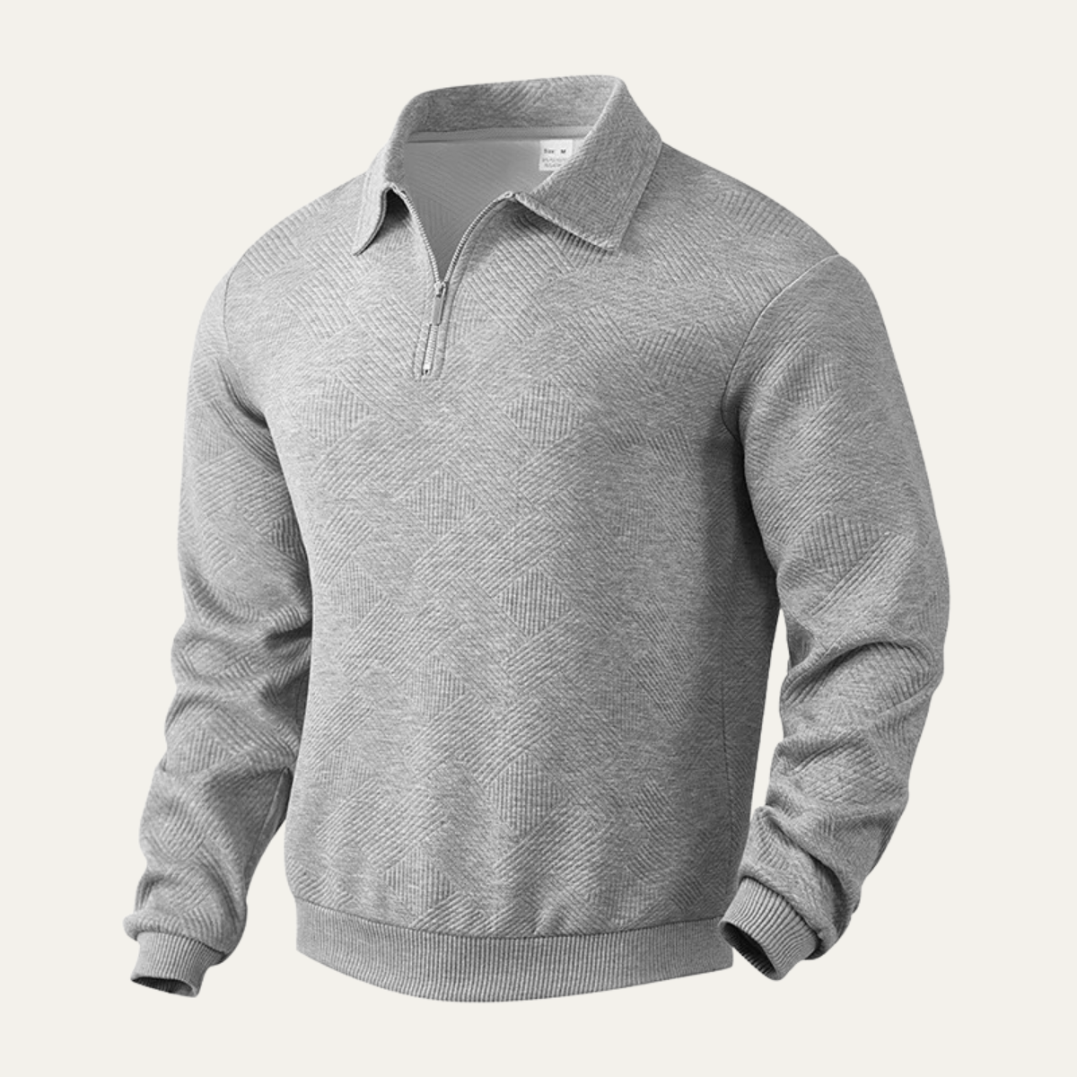 VogeLuxe | Men’s Geometric Knit Quarter Zip Sweater 3