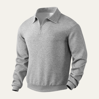VogeLuxe | Men’s Geometric Knit Quarter Zip Sweater 3