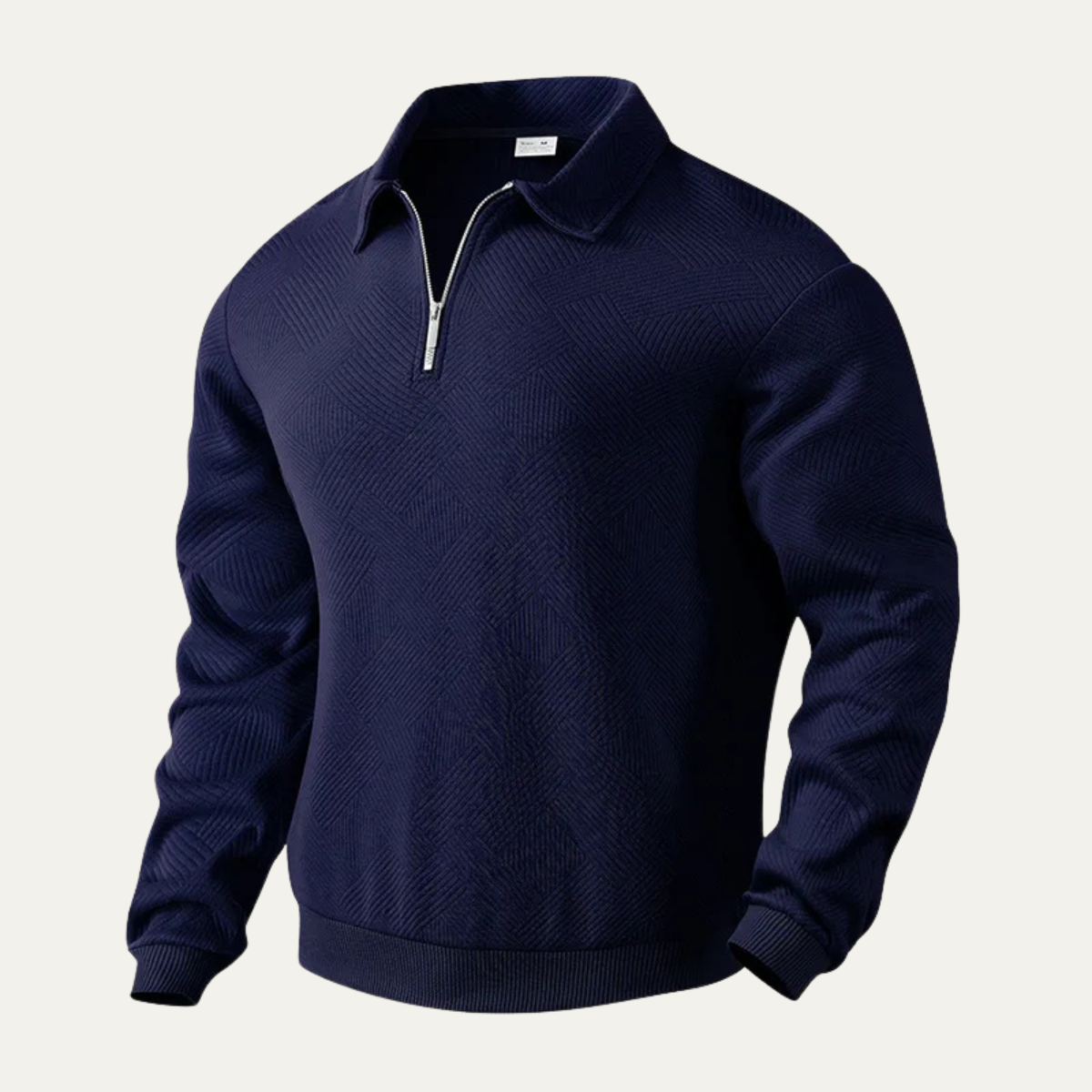 VogeLuxe | Men’s Geometric Knit Quarter Zip Sweater 4