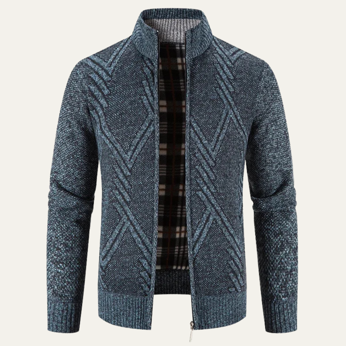 VogeLuxe | Men’s Geometric Knit Zip Cardigan 0