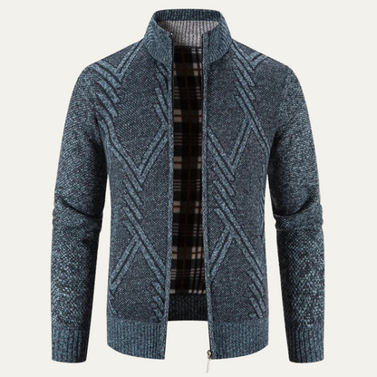 VogeLuxe | Men’s Geometric Knit Zip Cardigan 0