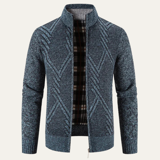 VogeLuxe | Men’s Geometric Knit Zip Cardigan 0