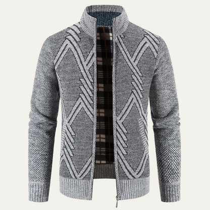 VogeLuxe | Men’s Geometric Knit Zip Cardigan 2