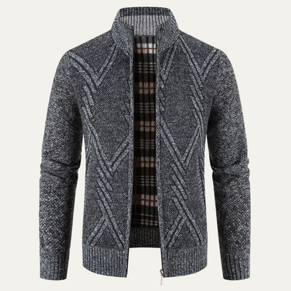 VogeLuxe | Men’s Geometric Knit Zip Cardigan 4