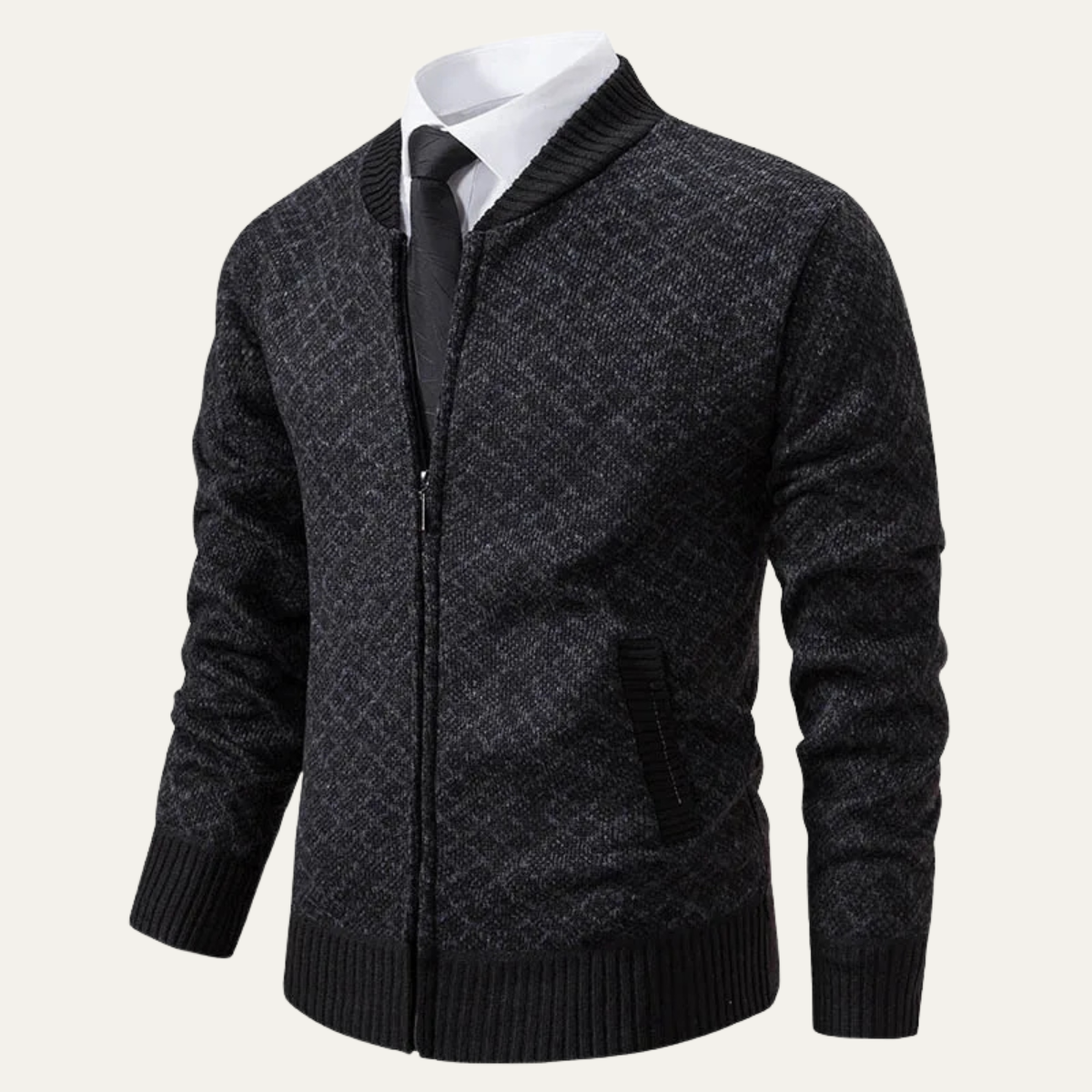 VogeLuxe | Men’s Geometric Pattern Bomber Cardigan 2
