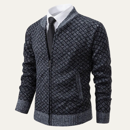 VogeLuxe | Men’s Geometric Pattern Bomber Cardigan 4