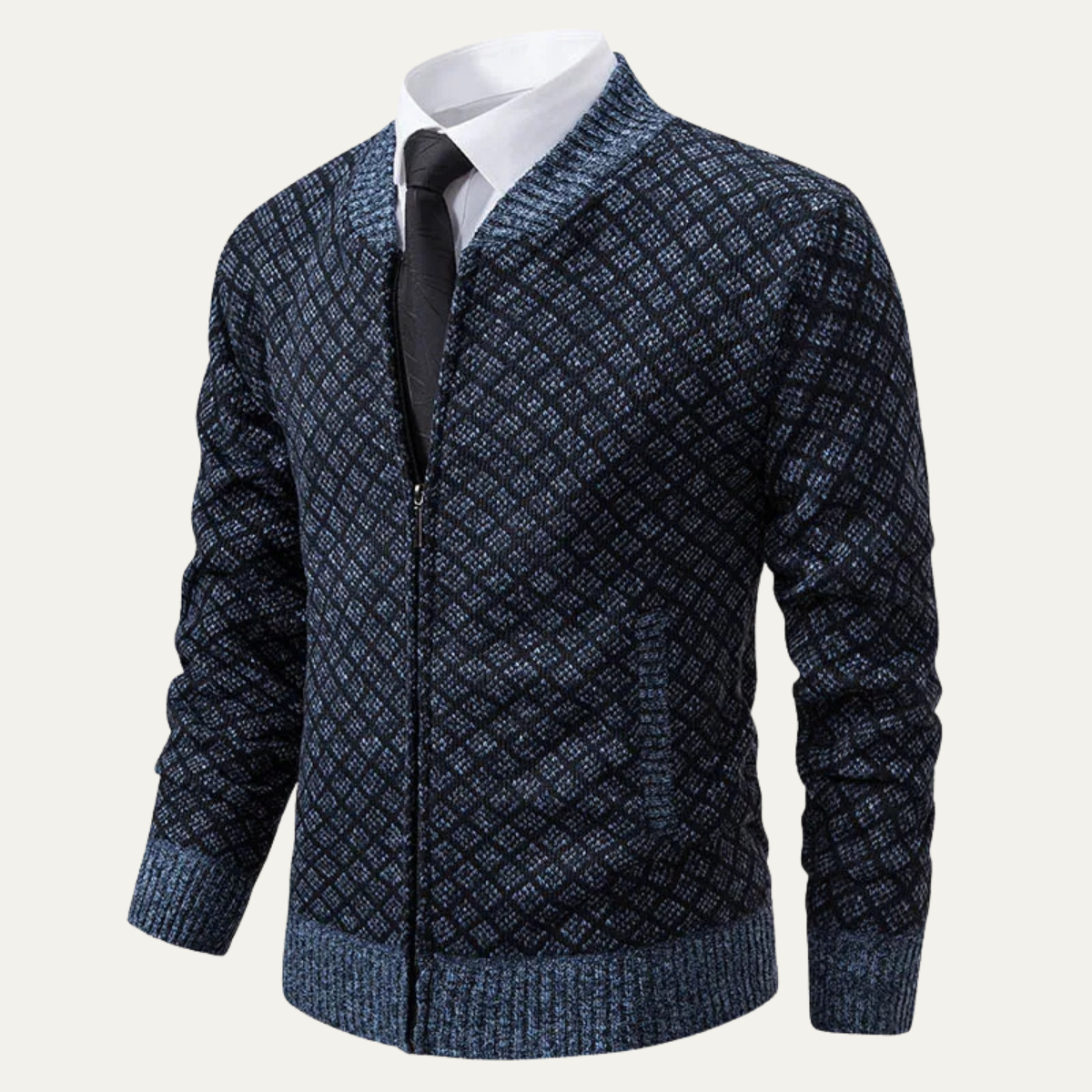 VogeLuxe | Men’s Geometric Pattern Bomber Cardigan 6