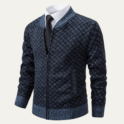 VogeLuxe | Men’s Geometric Pattern Bomber Cardigan 6