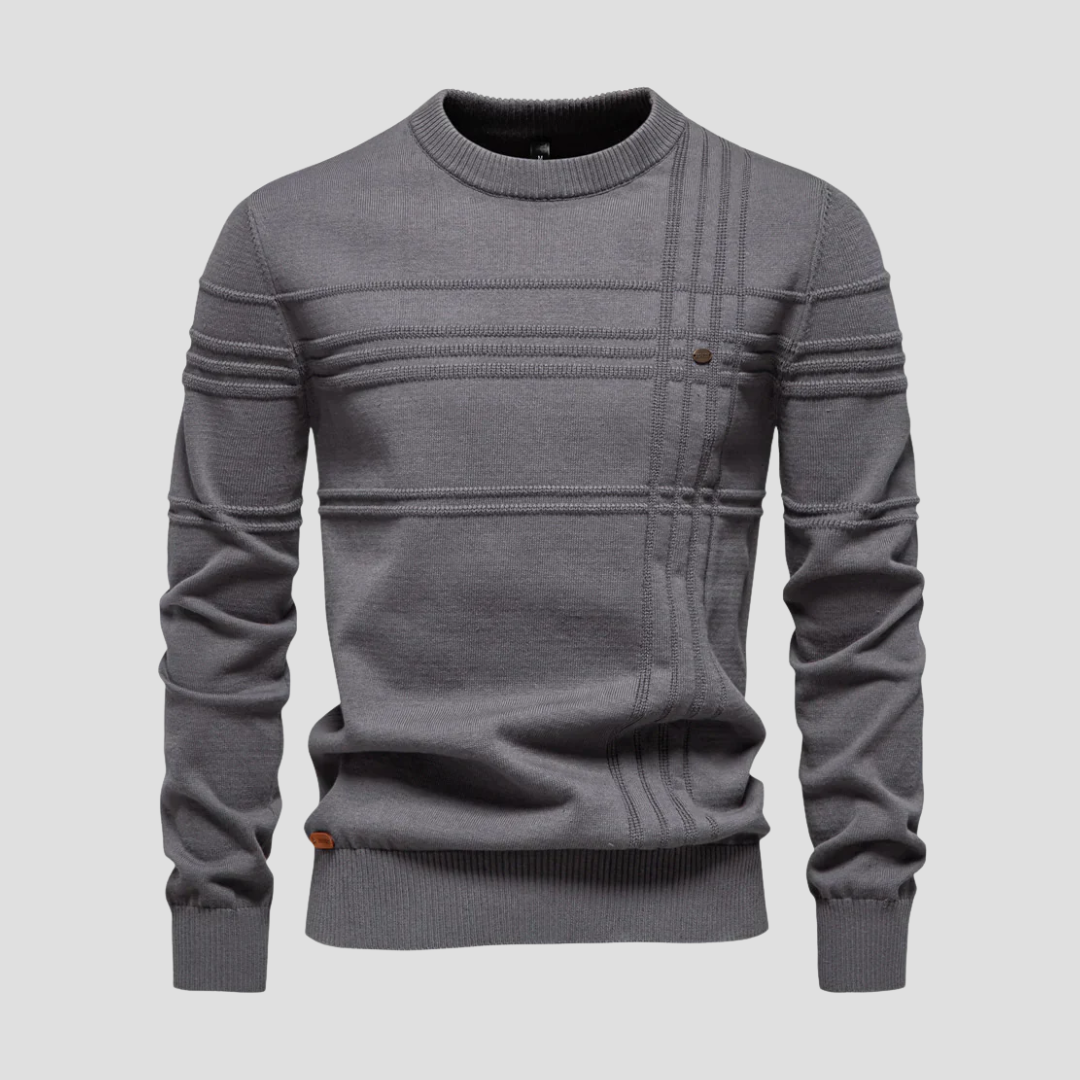 VogeLuxe | Men’s Geometric Textured Knit Sweater 1