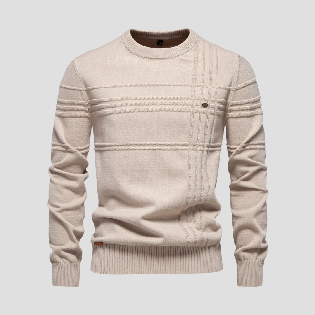 VogeLuxe | Men’s Geometric Textured Knit Sweater 4