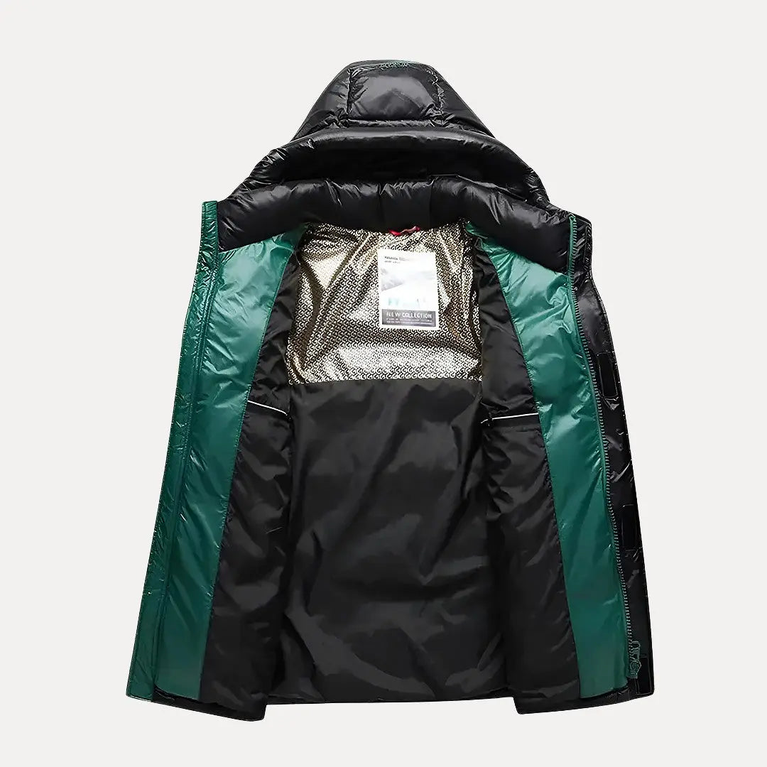 VogeLuxe | Men’s Glossy Hooded Insulated Puffer Jacket 3