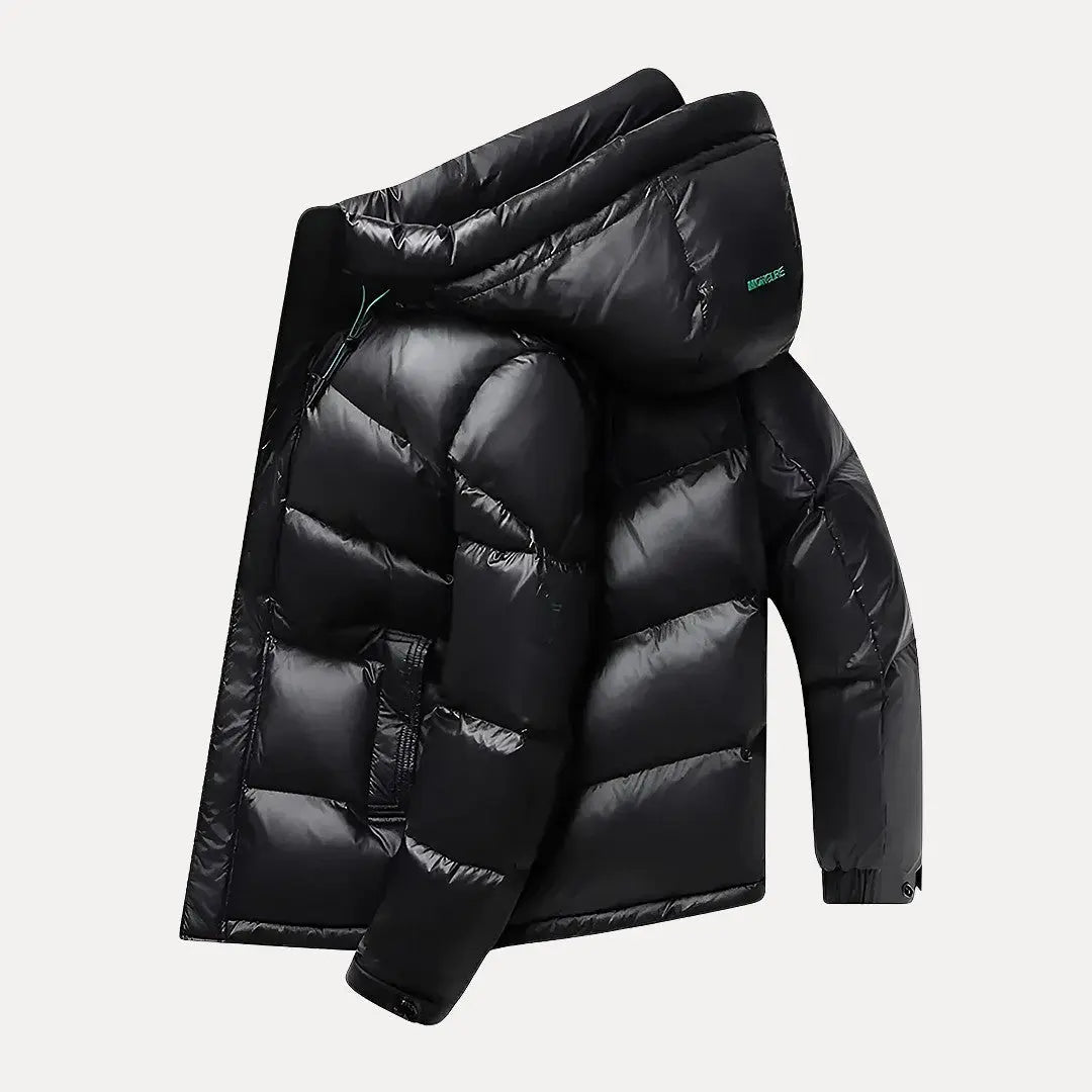 VogeLuxe | Men’s Glossy Hooded Insulated Puffer Jacket 4