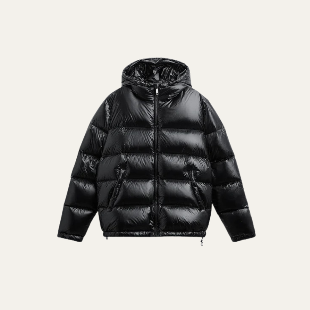VogeLuxe | Men’s Glossy Hooded Puffer Jacket 0