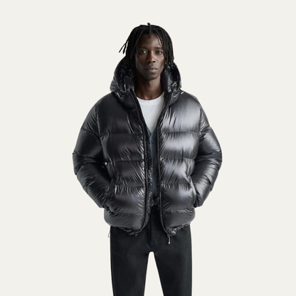 VogeLuxe | Men’s Glossy Hooded Puffer Jacket 1