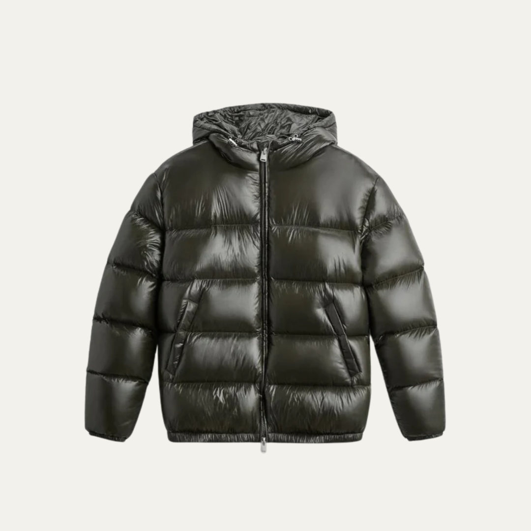 VogeLuxe | Men’s Glossy Hooded Puffer Jacket 2