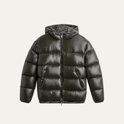VogeLuxe | Men’s Glossy Hooded Puffer Jacket 2
