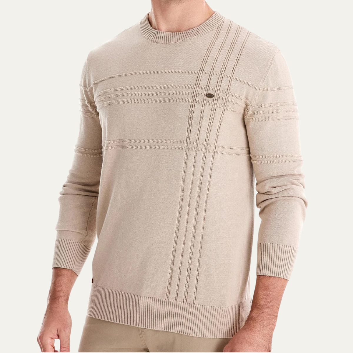 VogeLuxe | Men’s Grid Pattern Crewneck Sweater 1