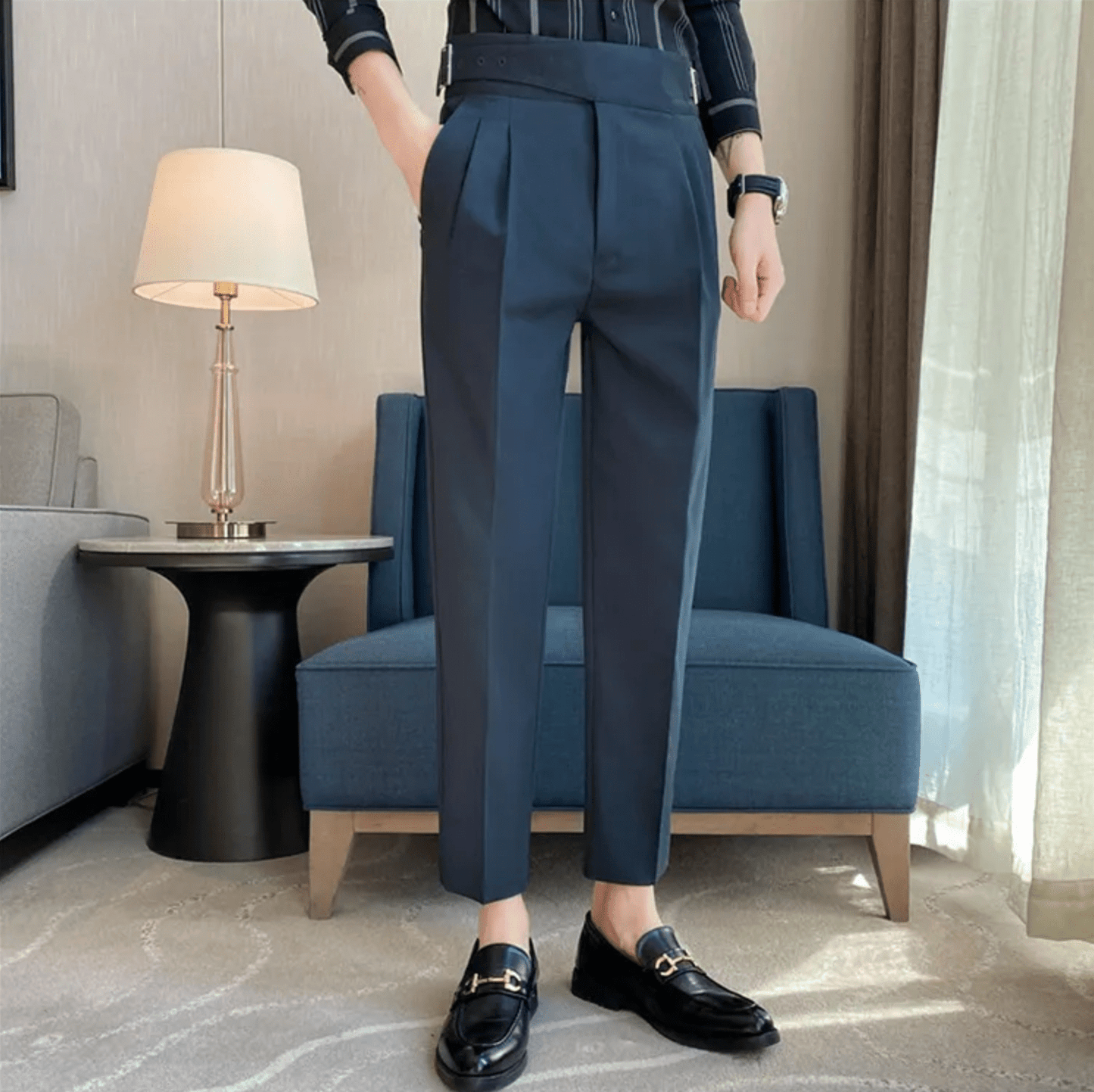 VogeLuxe | Men’s High-Waist Cropped Dress Trousers 2