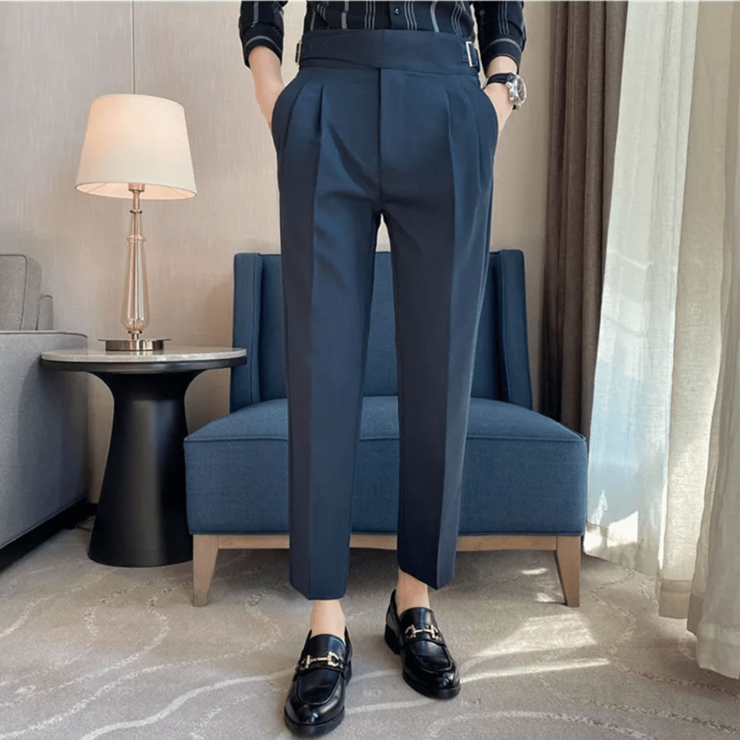 VogeLuxe | Men’s High-Waist Cropped Dress Trousers 4