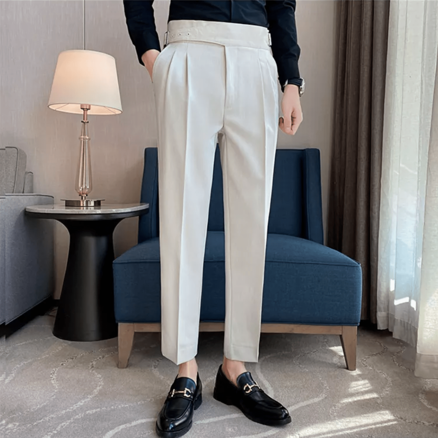 VogeLuxe | Men’s High-Waist Cropped Dress Trousers 7
