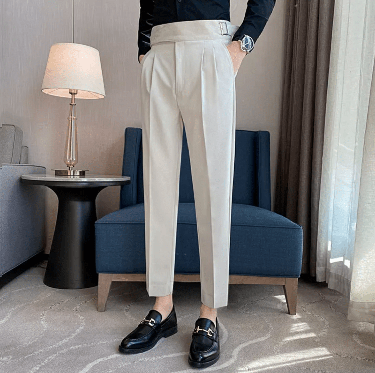VogeLuxe | Men’s High-Waist Cropped Dress Trousers 8