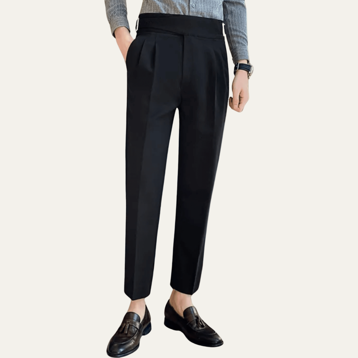 VogeLuxe | Men’s High-Waist Cropped Dress Trousers 9