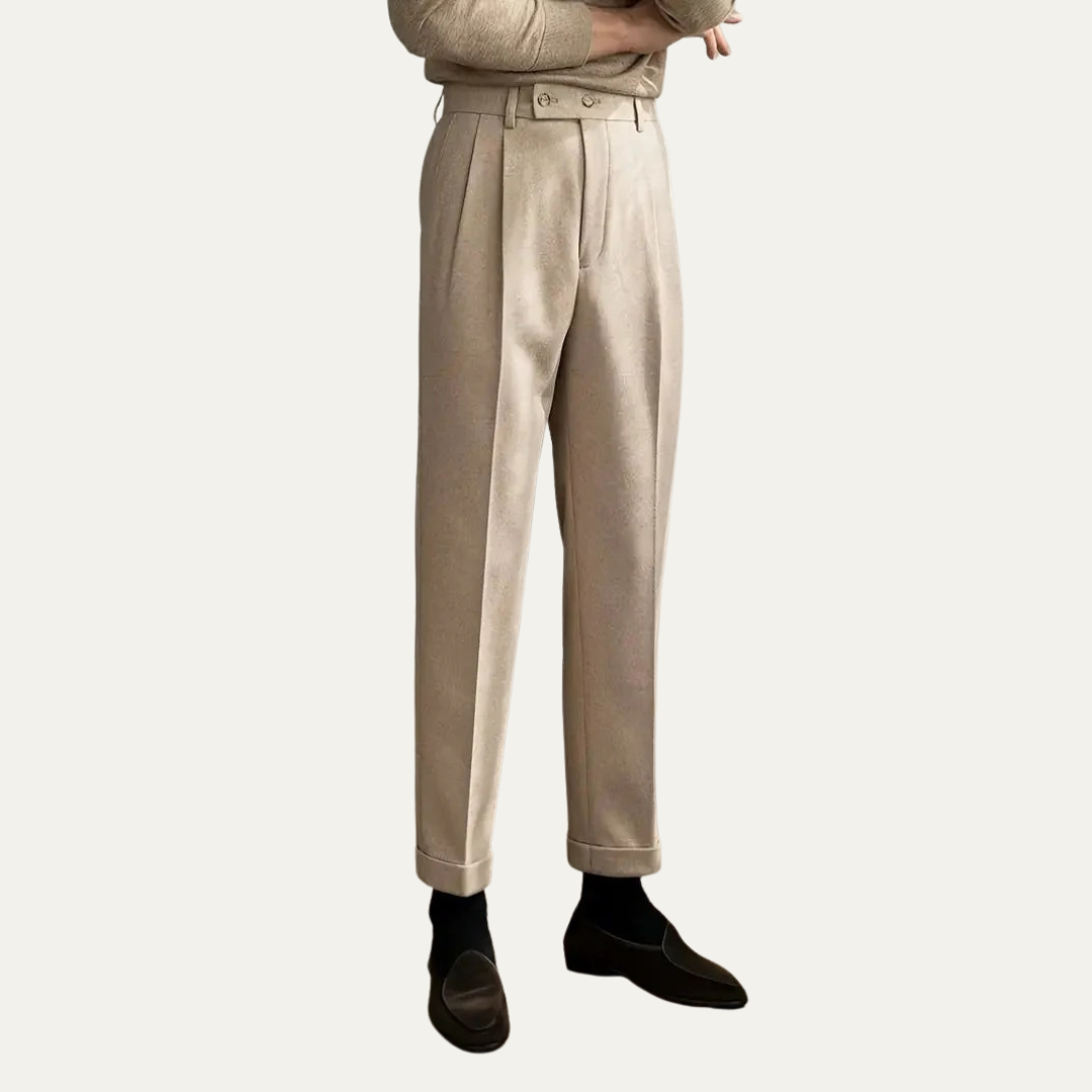 VogeLuxe | Men’s High-Waist Pleated Dress Trousers 0