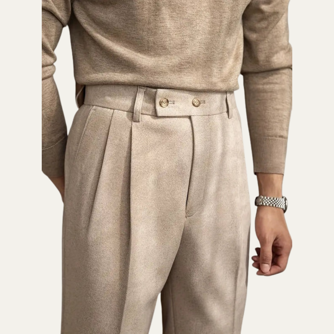 VogeLuxe | Men’s High-Waist Pleated Dress Trousers 3