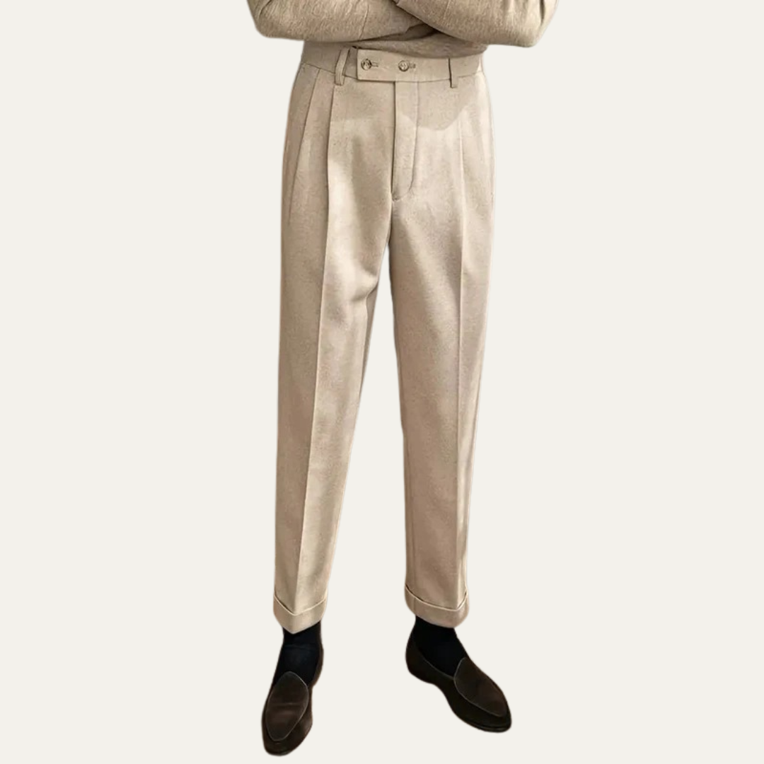VogeLuxe | Men’s High-Waist Pleated Dress Trousers 4