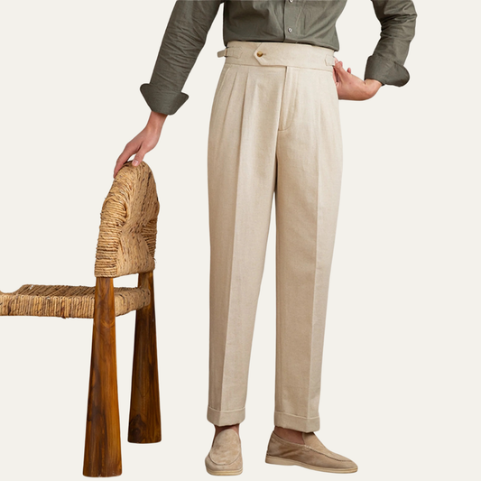 VogeLuxe | Men’s High-Waist Pleated Summer Chinos 0