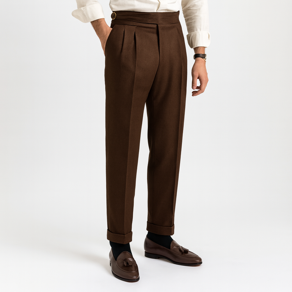 VogeLuxe | Men’s High-Waist Pleated Tailored Trousers 3