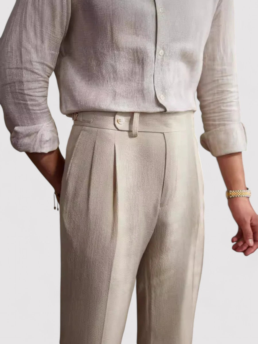 VogeLuxe | Men’s High-Waisted Pleated Trousers 0