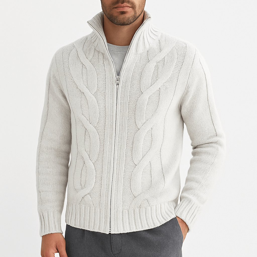 VogeLuxe | Men’s High-neck Cable Knit Sweater 4