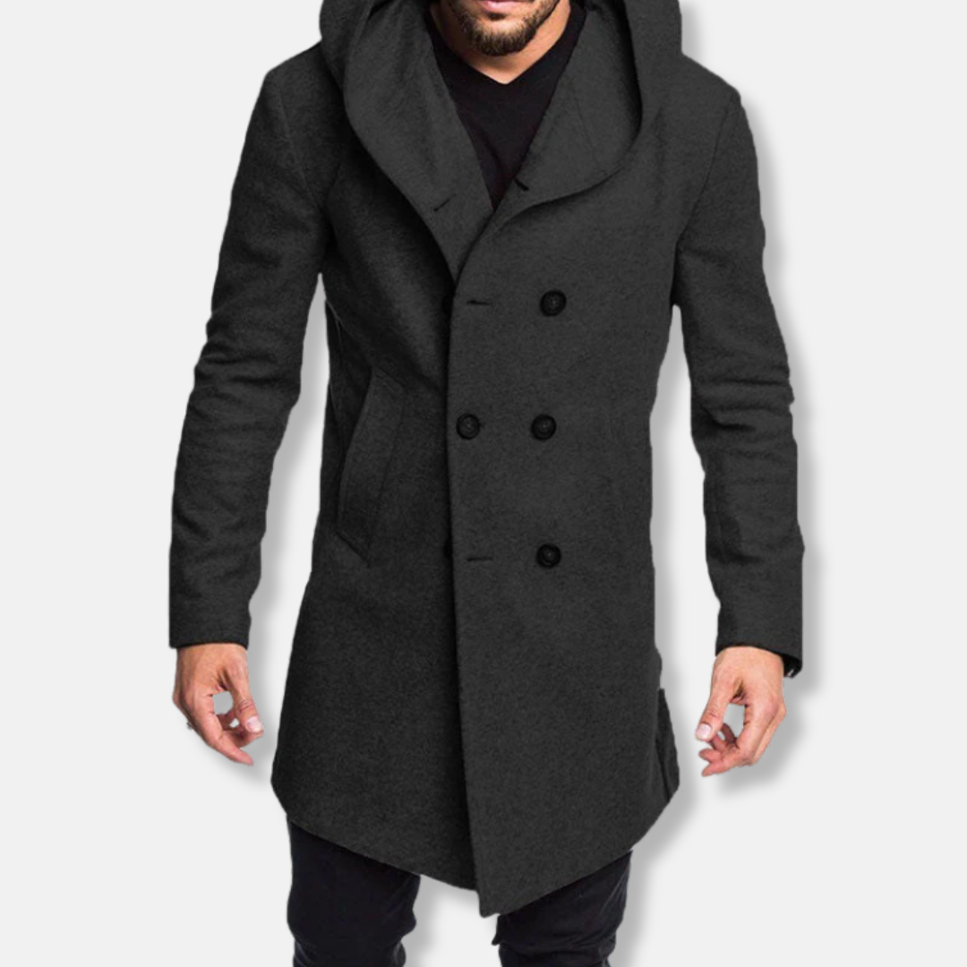 VogeLuxe | Men’s Hooded Double-Breasted Coat 1