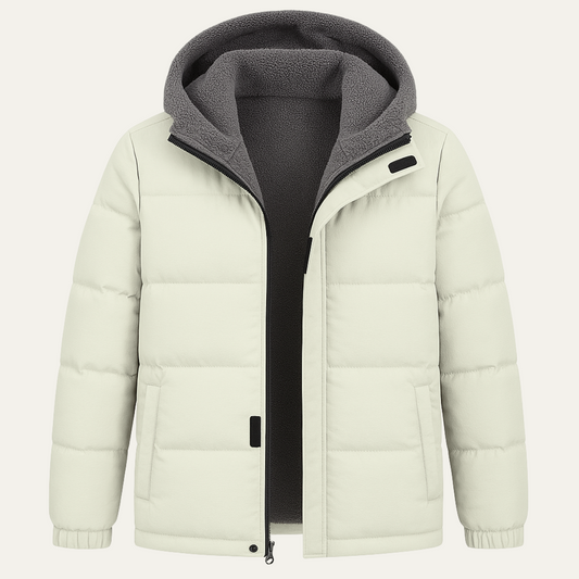 VogeLuxe | Men’s Hooded Puffer Jacket with Sherpa Lining 0
