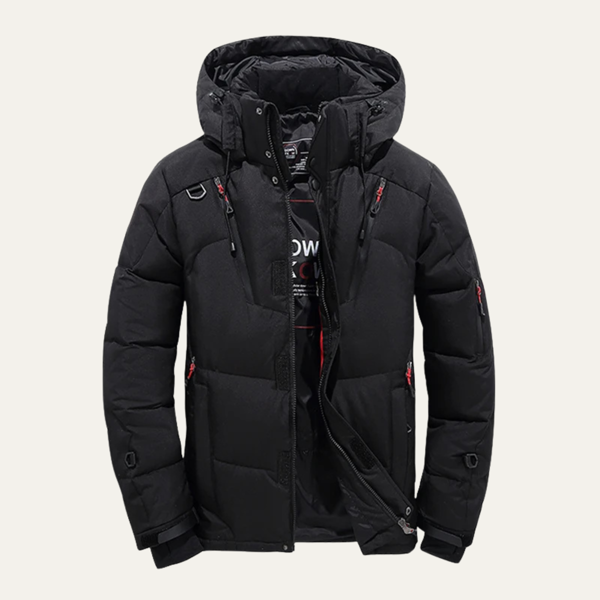 VogeLuxe | Men’s Hooded Puffer Jacket with Zippered Pockets 0