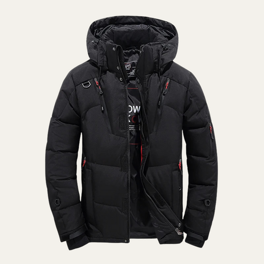 VogeLuxe | Men’s Hooded Puffer Jacket with Zippered Pockets 0
